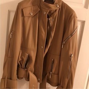 Authentic Versace light brown leather jacket